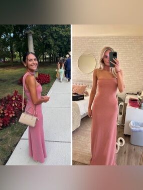 Delfi Collective Mica Maxi Bodycon Pink Glitter Sparkly Dress Medium Stretchy